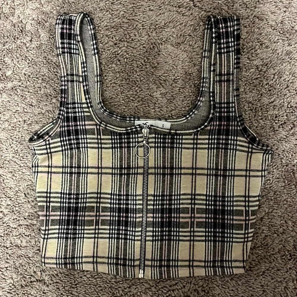 Plaid Hollister Zipper Crop Top